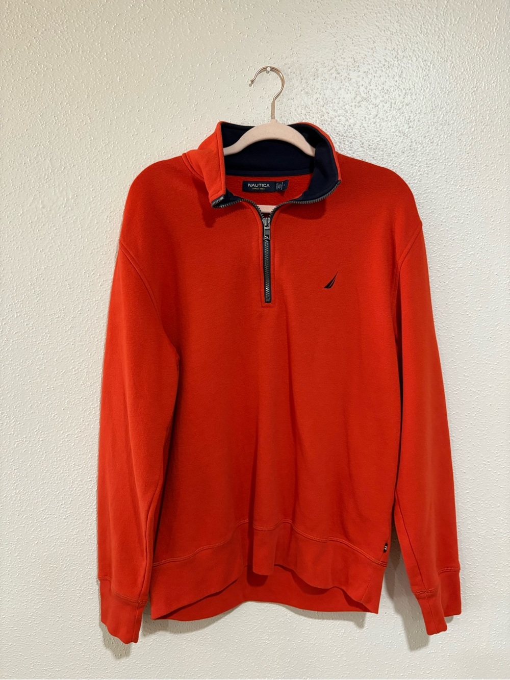 Vintage Nautica Quarter Zip Pullover Sweater Men’s Large Orange